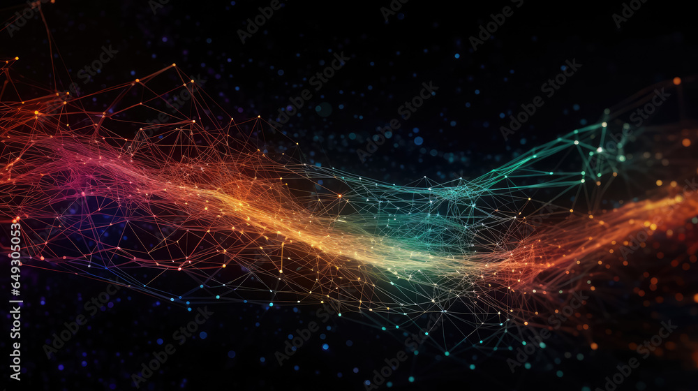 Network technology abstract concept , Network connection fiber optic , Abstract futuristic network lines background - obrazy, fototapety, plakaty 