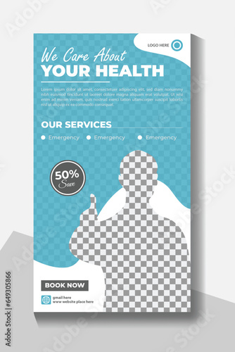 Collection of medical and healthcare Instagram story templates or medical and healthcare services social media banner template designs