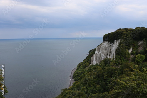 View from the white chalk cliffs at the 'Kaiserstuhl' in the Jasmund National Park on the Baltic Sea island of Rügen
