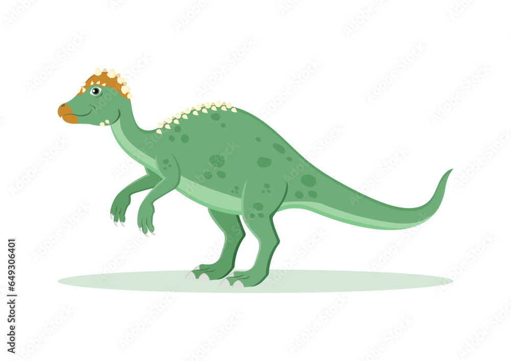 Fototapeta premium Pachycephalosaurus Dinosaur Cartoon Character Vector Illustration