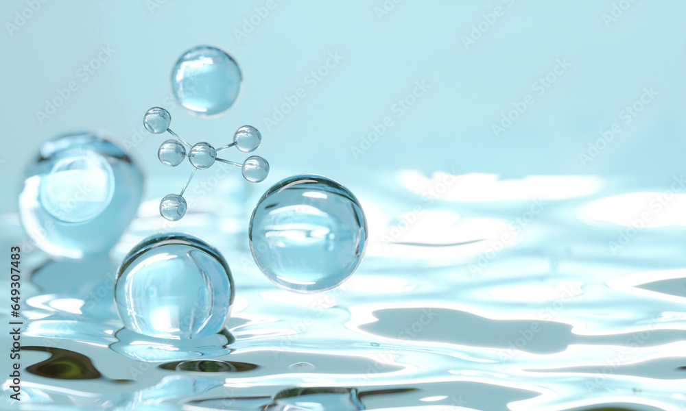 molecule background, skin care cosmetics solution, 3d illustration molecule background, skin care cosmetics solution, 3d illustration