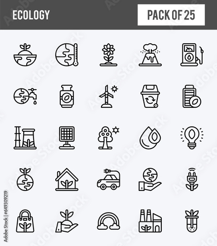 25 Ecology Lineal Expanded icons pack. vector illustration.