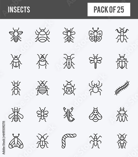 25 Insects Lineal Expanded icons pack. vector illustration. © Icon