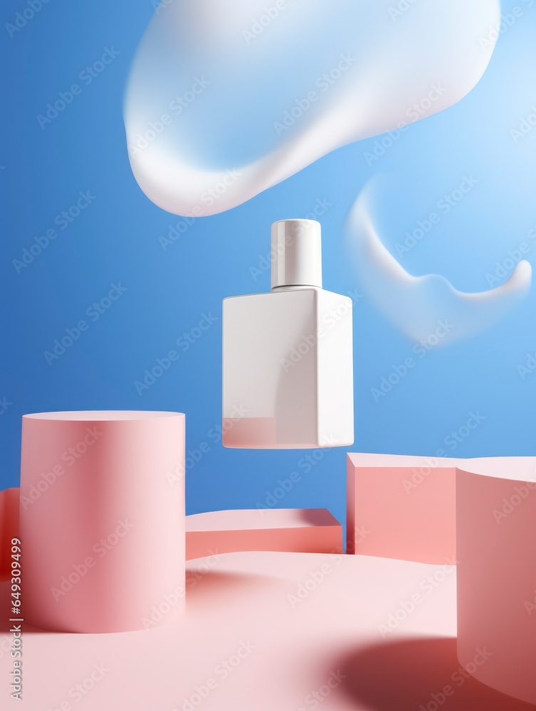 Mockup of cosmetic product with blank label 3D style isolated on background Mockup of cosmetic product with blank label 3D style isolated on background