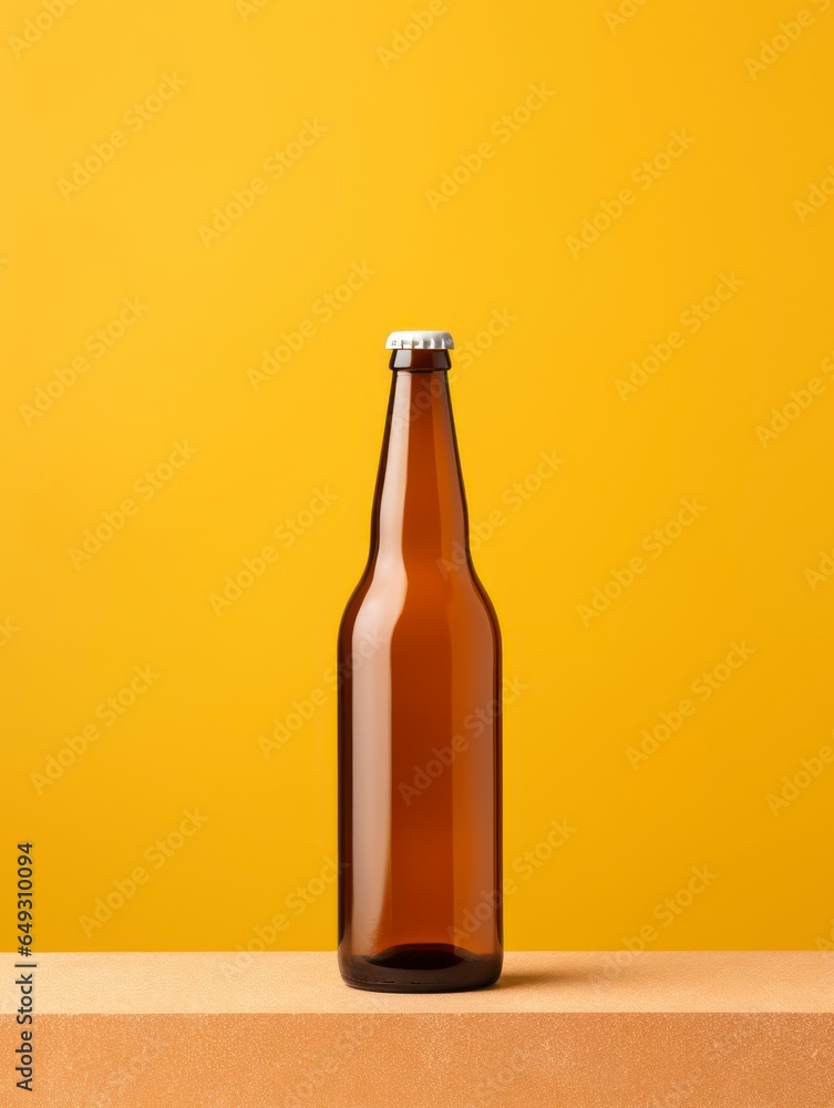 3d render image illustration beer bottle mockup with white blank label 3d render image illustration beer bottle mockup with white blank label