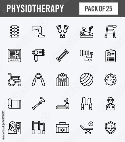 25 Physiotherapy Lineal Expanded icons pack. vector illustration.