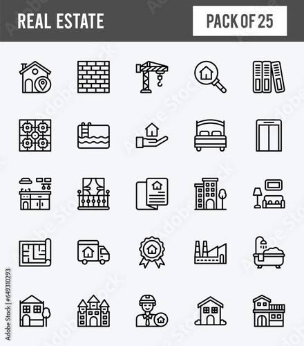 25 Real Estate Lineal Expanded icons pack. vector illustration.