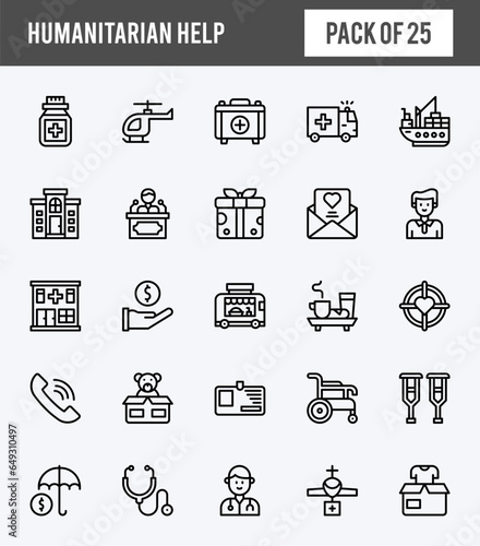 25 Humanitarian Help Lineal Expanded icons pack. vector illustration.