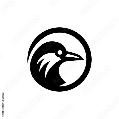 Bird logo mark. Crow icon. Raven symbol. Isolated on white background. Vector illustration.