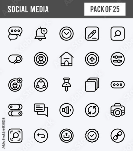 25 Social Media (Pintrest) Lineal Expanded icons pack. vector illustration.