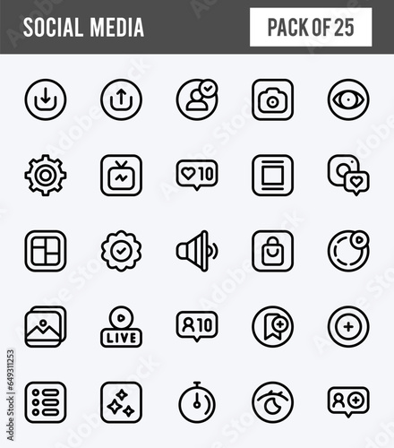 25 Social Media (Instagram) Lineal Expanded icons pack. vector illustration.