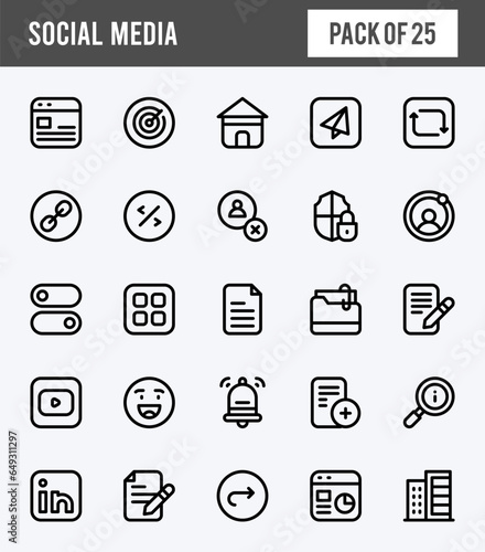 25 Social Media (Linkdin) Lineal Expanded icons pack. vector illustration.