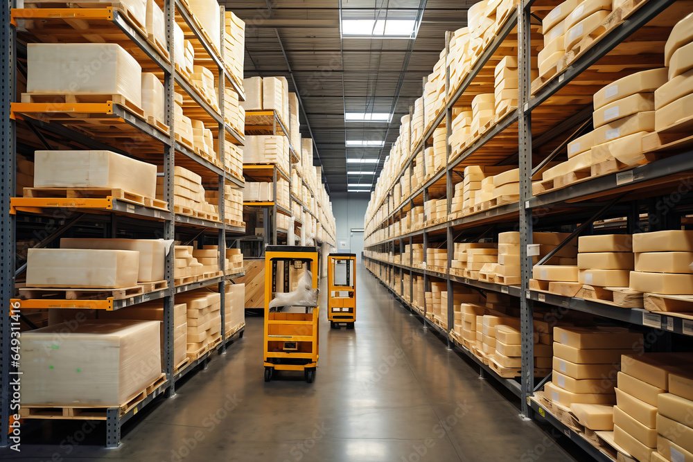 A large production room filled with many racks and shelves with different types of cheese. The cheese matures in a special room at the factory. Cheese production and storage. A large production room filled with many racks and shelves with different types of cheese. The cheese matures in a special room at the factory. Cheese production and storage.