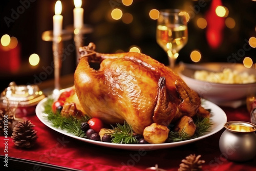Christmas turkey. Traditional festive food for Christmas or Thanksgiving.