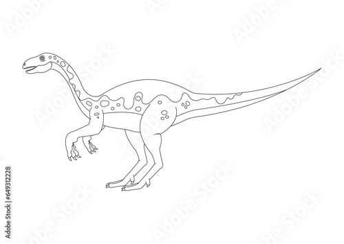 Black and White Plateosaurus Dinosaur Cartoon Character Vector. Coloring Page of a Plateosaurus Dinosaur