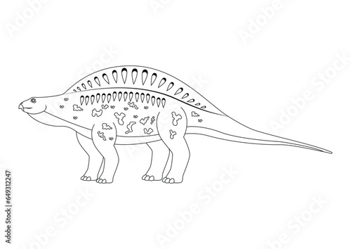 Black and White Lotosaurus Dinosaur Cartoon Character Vector. Coloring Page of a Lotosaurus Dinosaur photo