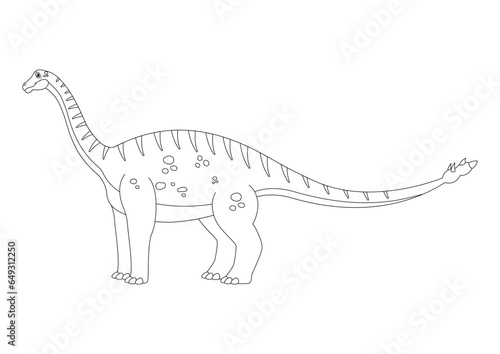 Black and White Shunosaurus Dinosaur Cartoon Character Vector. Coloring Page of a Shunosaurus Dinosaur
