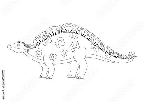 Black and White Wuerhosaurus Dinosaur Cartoon Character Vector. Coloring Page of a Wuerhosaurus Dinosaur