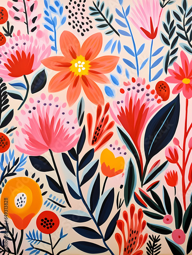 Painting Of Flowers And Leaves