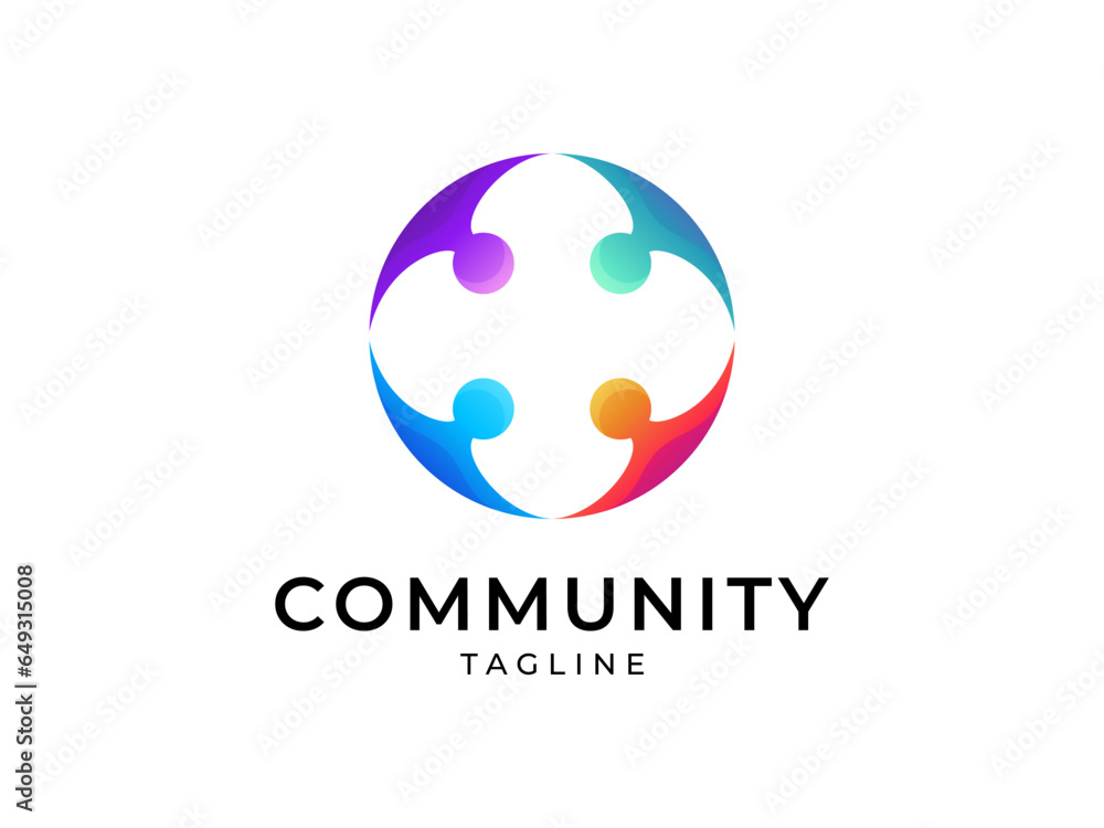 Community symbol logo with circle design in colorful gradient Community symbol logo with circle design in colorful gradient