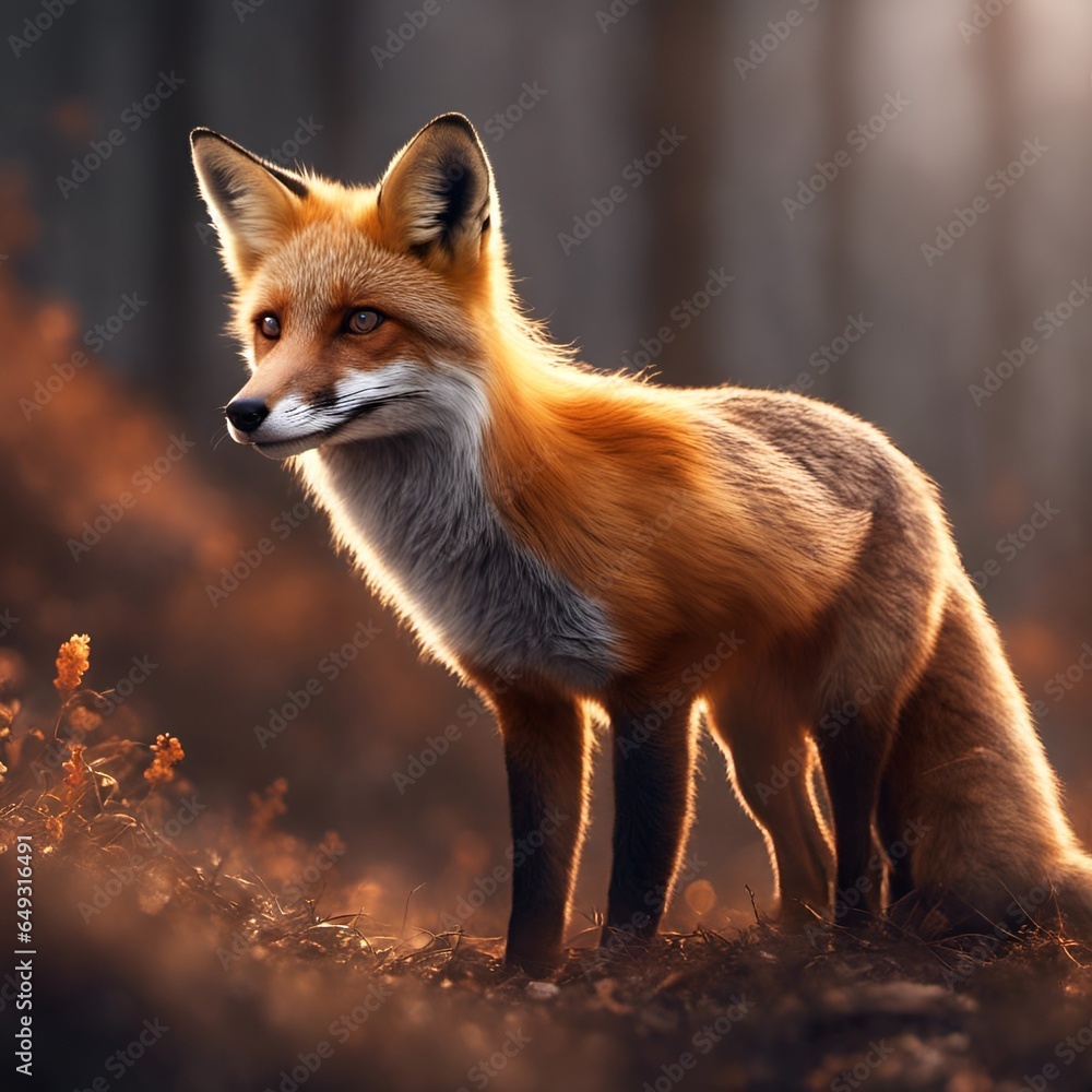 Fototapeta premium red fox in an autumn woods