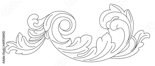 European embossed decorative pattern. Pattern flower carving. Beautiful hand drawn vector lines. Beautiful flower art engraving pattern. Stone carving, wood carving, brick carving.