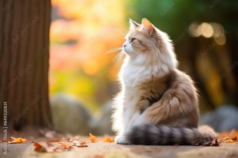 Calm and Composed: Cat in Park Meditation