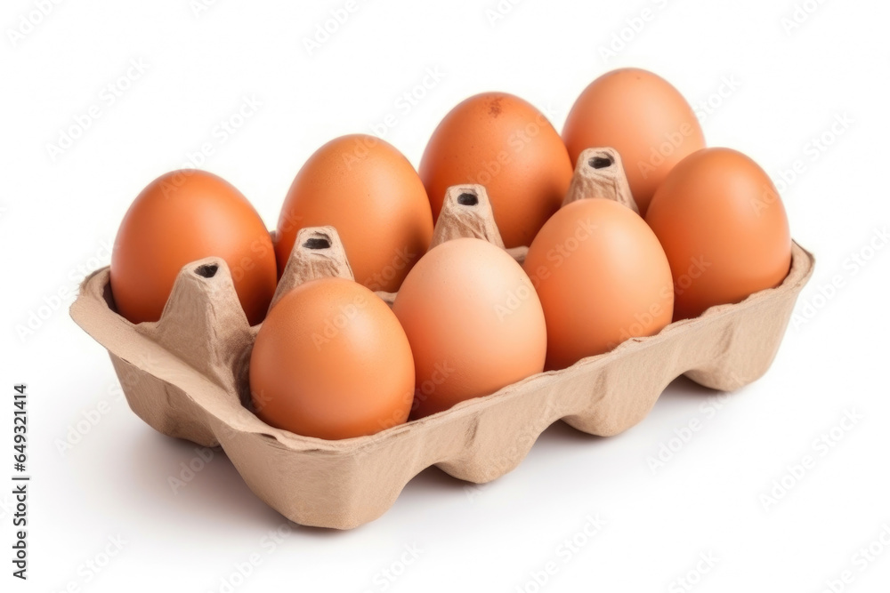 Fresh Eggs in a Box, Isolated on White Fresh Eggs in a Box, Isolated on White