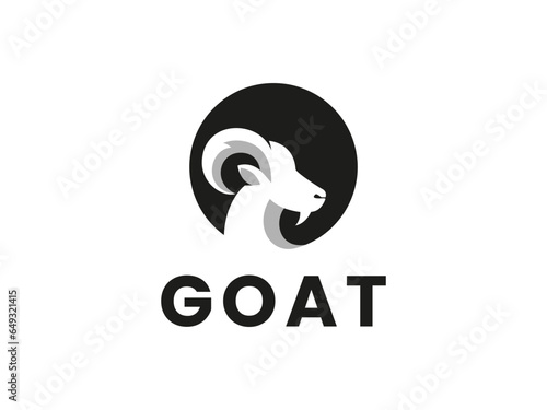 Goat flat design logo in circle shape
