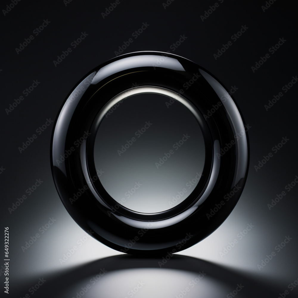 Fondo con detalle y textura de letra O de cristal de color negro con fondo oscuro Fondo con detalle y textura de letra O de cristal de color negro con fondo oscuro