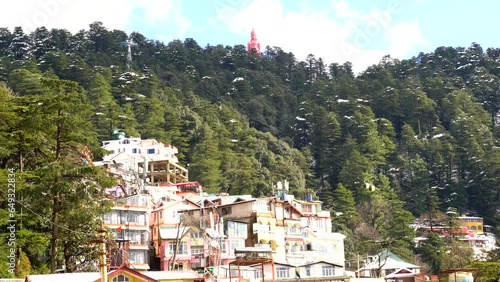 Beautiful view of Shimla Jakho Temple after snowfall photo