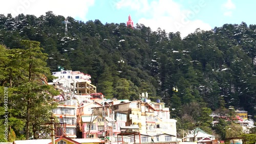 Beautiful view of Shimla Jakho Temple after snowfall photo