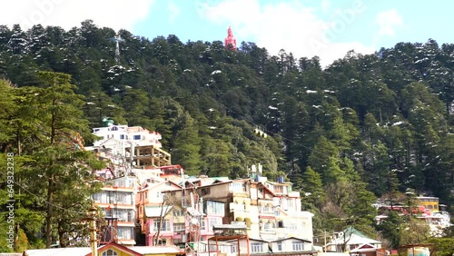 Beautiful view of Shimla Jakho Temple after snowfall photo