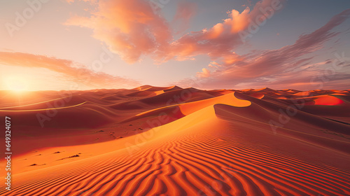 a sandy desert in the evening sun