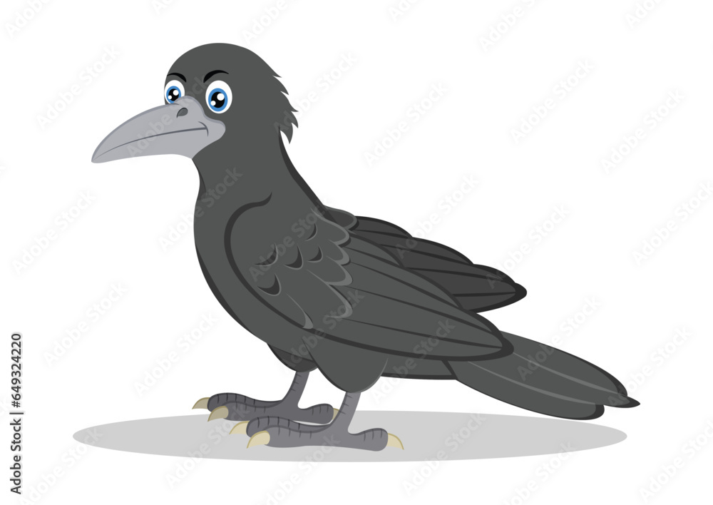 Fototapeta premium Crow cartoon character vector illustration isolated on white background