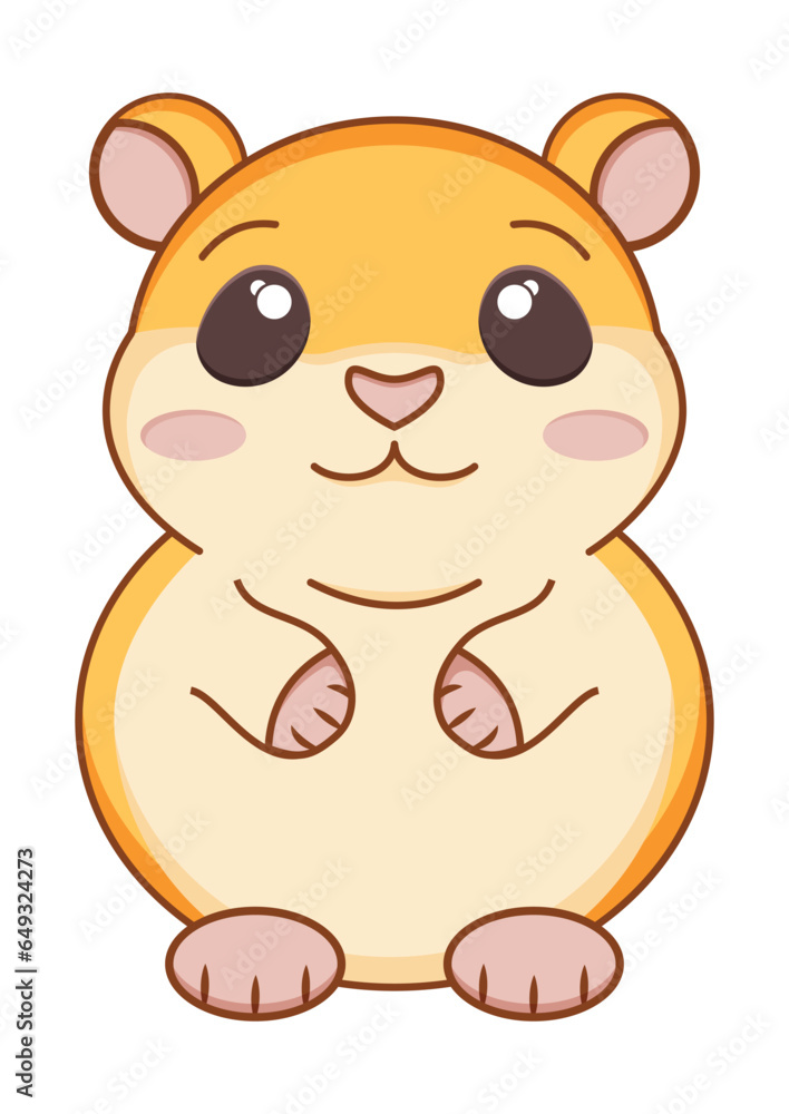 Smiling hamster clipart vector flat design on white background