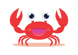 Cute Cartoon Crab Vector Flat Design Isolated on White Background