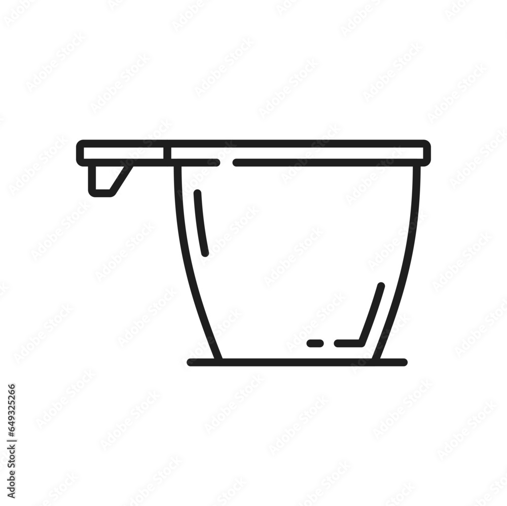 Glass or plastic food container for soup delivery outline icon. Vector paper cup container for ice cream or takeaway fastfood, cardboard eco packaging Glass or plastic food container for soup delivery outline icon. Vector paper cup container for ice cream or takeaway fastfood, cardboard eco packaging