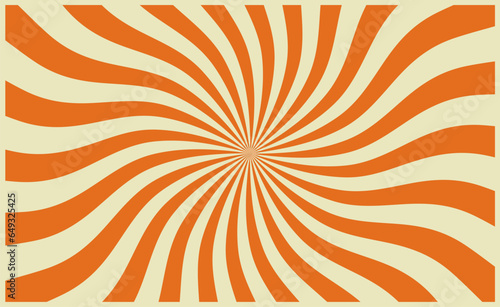 Circus retro sunlight rays background layout, vintage burst vector pattern with white and orange radial lines. Old fun fair, carnival, circus or chapiteau backdrop with wavy rays of star or sun burst