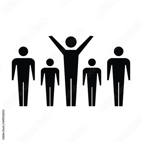 Leadership icon vector group of people and leader symbol in glyph pictogram illustration