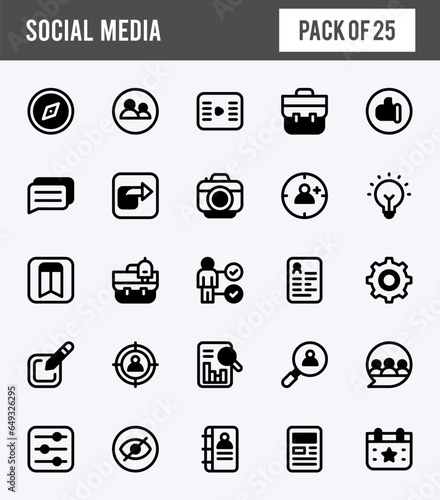 25 social Media (Linkdin) Lineal Fill icons pack. vector illustration.