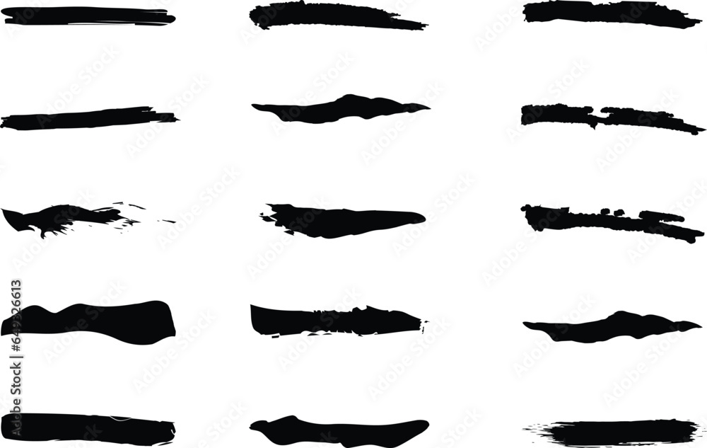 Brush strokes. Vector paintbrush set. Rectangle text boxes. Dirty distress texture banners.