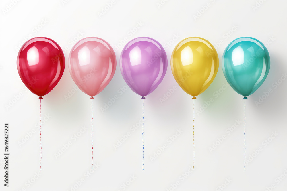 Party Atmosphere Captured: Colorful Glossy Helium Balloons Grouped Together, Isolated on Transparent or White Background