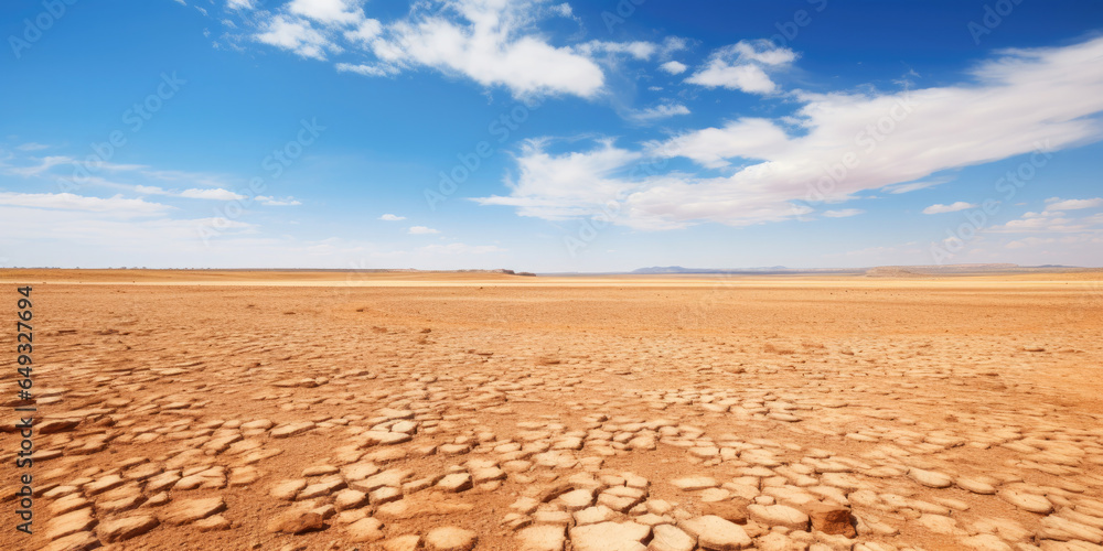 Desert landscape with sky. Drought Desert landscape with sky. Drought
