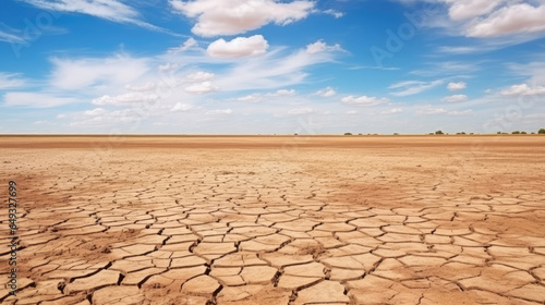 Desert landscape with sky. Drought