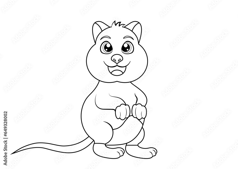Coloring Page of a Cute Quokka Animal Cartoon Character Vector Coloring Page of a Cute Quokka Animal Cartoon Character Vector
