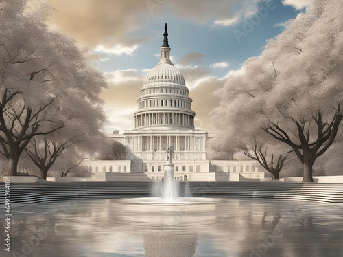 us capitol building - illustration Created with Generative AI Technology photo