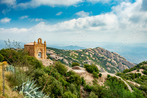 Montserrat Abbey and mountain near Barcelona, Spain 