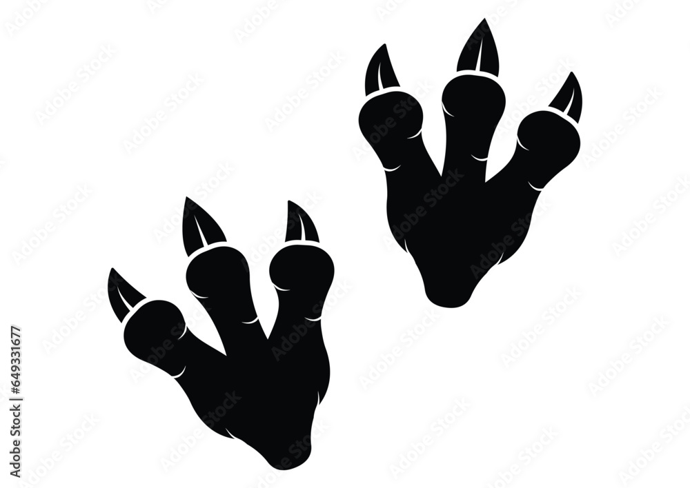 Dinosaur Footprints Silhouette Vector Isolated on White Background Dinosaur Footprints Silhouette Vector Isolated on White Background