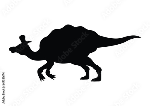 Lambeosaurus Dinosaur Silhouette Vector Isolated on White Background